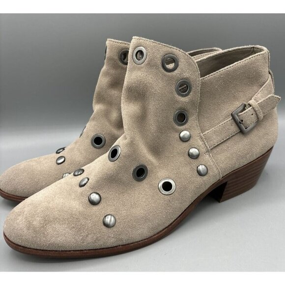 Sam Edelman Beige Suede Pedra Grommet Women’s Ankle Boots Size 8.5 - Picture 1 of 7